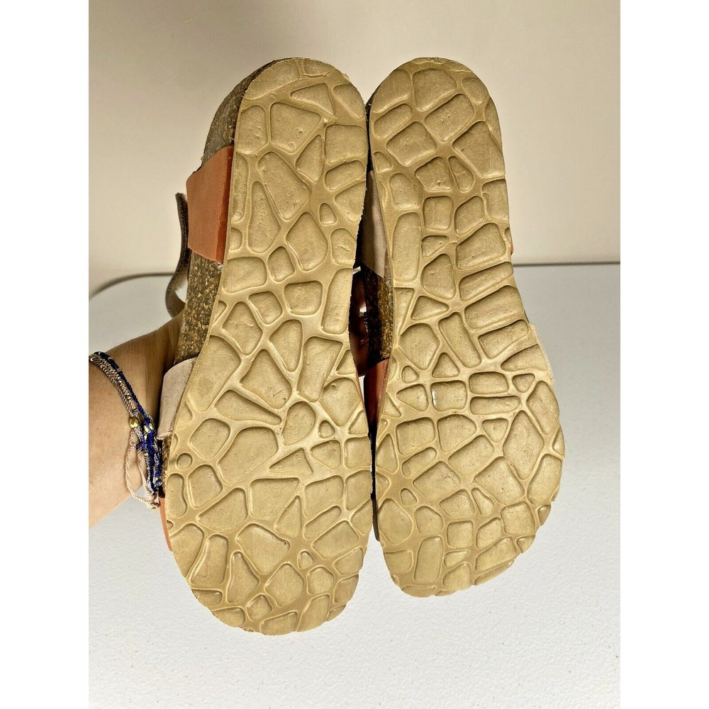 Bio-Gold Womens Leather Wedge Sandals Brick Taupe Made in Italy E134 Size 8 - Picture 11 of 11